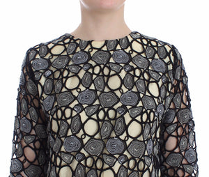 Lanre Da Silva Ajayi Black Cream Sheath Dress Shift Mini Dress