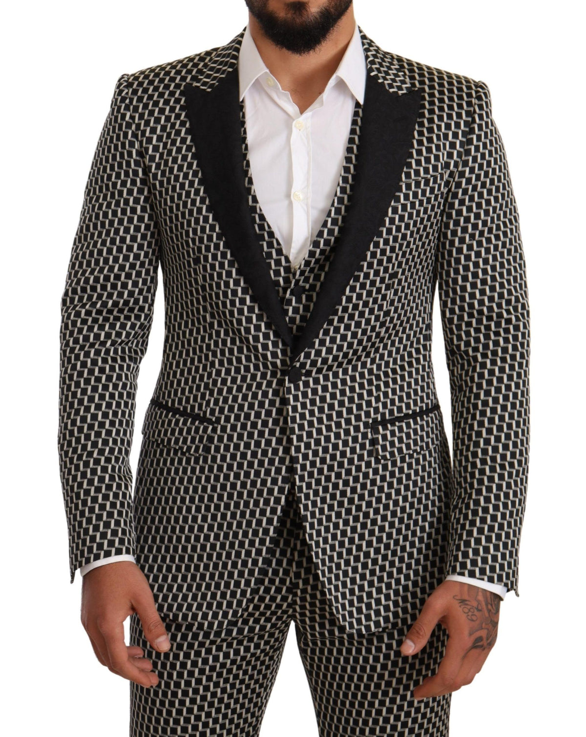 Dolce & Gabbana Black White Check 3 Piece Set MARTINI Suit