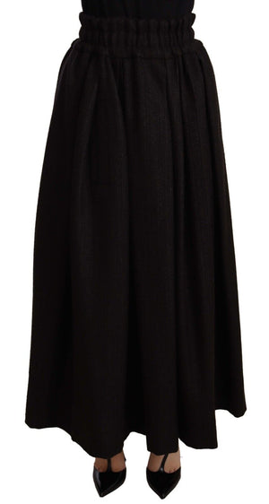 Dolce & Gabbana Black Wool High Waist Maxi PIECE Skirt