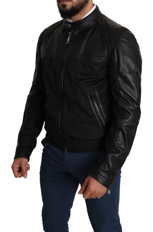 Dolce & Gabbana Black Nylon Full Zip Men Bomber Coat Jacket