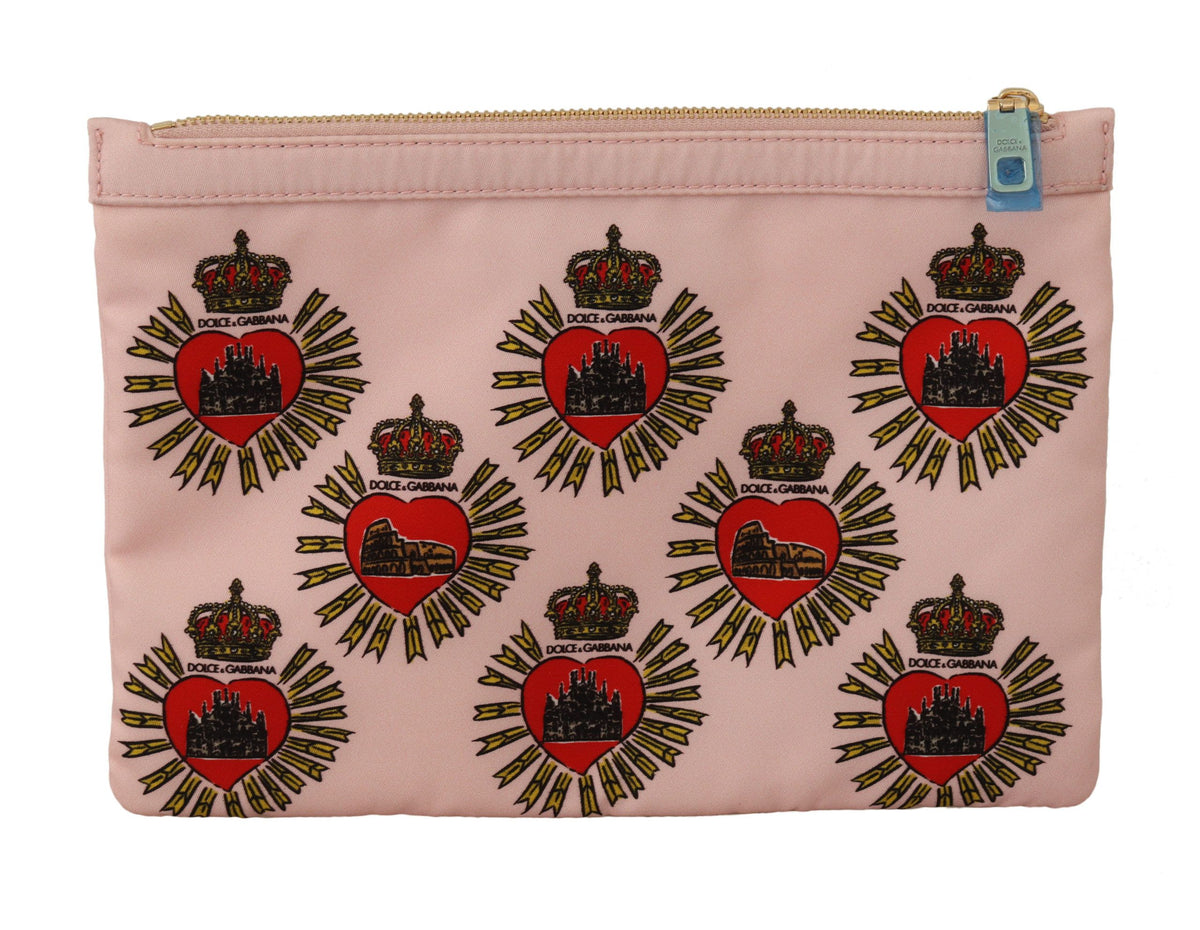 Dolce & Gabbana Clutch Pink D&G Logo Devotion Heart Toiletry Pouch Wallet