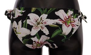 Dolce & Gabbana Bikini Bottom Black Lily Print Swimsuit Swimwear