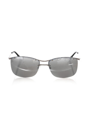 Frankie Morello Silver Metallic Fibre Men Sunglass