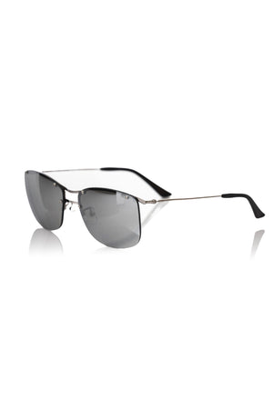 Frankie Morello Silver Metallic Fibre Men Sunglass