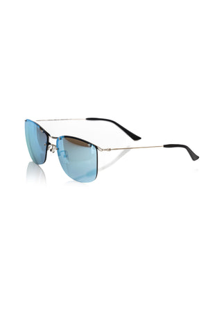 Frankie Morello Silver Metallic Men Sunglasses
