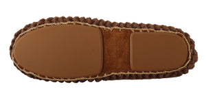 Dolce & Gabbana Brown Slip On Ballerina Flats Wool Knit Shoes