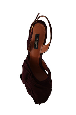Dolce & Gabbana Dark Purple Suede Ankle Strap Sandals Shoes