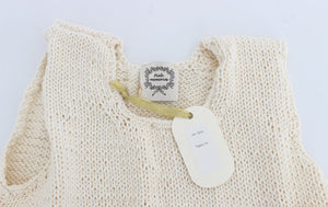 PINK MEMORIES Beige Cotton Blend Knitted Sleeveless Sweater