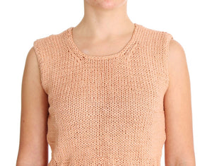 PINK MEMORIES Pink Cotton Blend Knitted Sleeveless Sweater