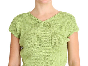 PINK MEMORIES Green Cotton Blend Knitted Sweater