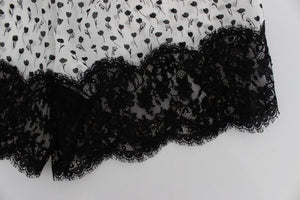 Dolce & Gabbana White Black Floral Lace Silk Sleepwear Shorts