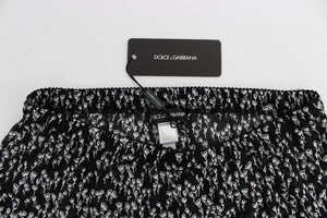 Dolce & Gabbana Black White Floral Lace Silk Sleepwear Shorts