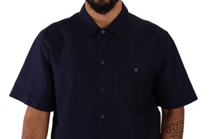 Dolce & Gabbana Navy Blue Button Down Short Sleeves Shirt