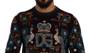 Dolce & Gabbana Bordeaux Cashmere DG Crown Embroidered Sweater