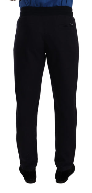 Dolce & Gabbana Blue Cotton Stretch Jogging Trouser Pants