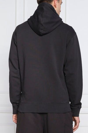 Hugo Boss Dark Blue Cotton Logo Details Hooded Sweatshirt