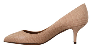 Dolce & Gabbana Beige Leather Pointed Heels Pumps Shoes