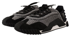 Dolce & Gabbana Black Gray Fabric Lace Up NS1 Sneakers Shoes
