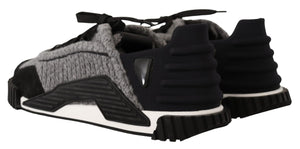 Dolce & Gabbana Black Gray Fabric Lace Up NS1 Sneakers Shoes
