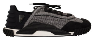 Dolce & Gabbana Black Gray Fabric Lace Up NS1 Sneakers Shoes