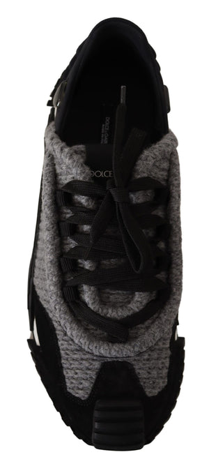 Dolce & Gabbana Black Gray Fabric Lace Up NS1 Sneakers Shoes