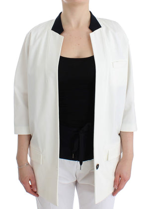 Andrea Pompilio White Cotton Blend Oversized Blazer Jacket