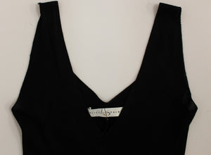 Alice Palmer Black White Low V Neck Knitted Cocktail Dress