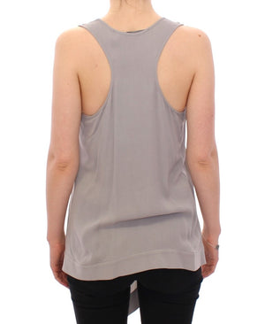 Comeforbreakfast Gray Viscose Tank Top Shirt Blouse