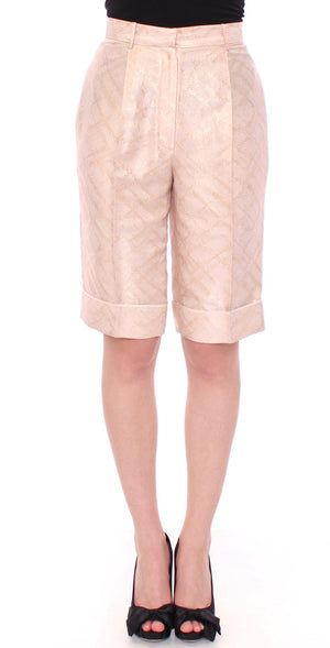Zeyneptosun Beige Brocade Above Knee Shorts