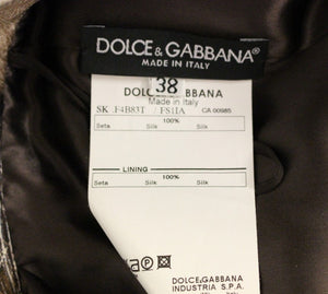 Dolce & Gabbana Brown Floral Silk Straight Full Skirt