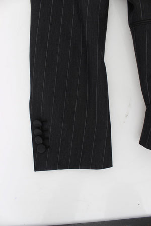 Dolce & Gabbana Gray Striped Slim Fit Wool Blazer