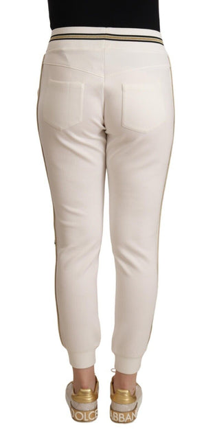 Patrizia Pepe White Polyester Mid Waist Jogger Pants