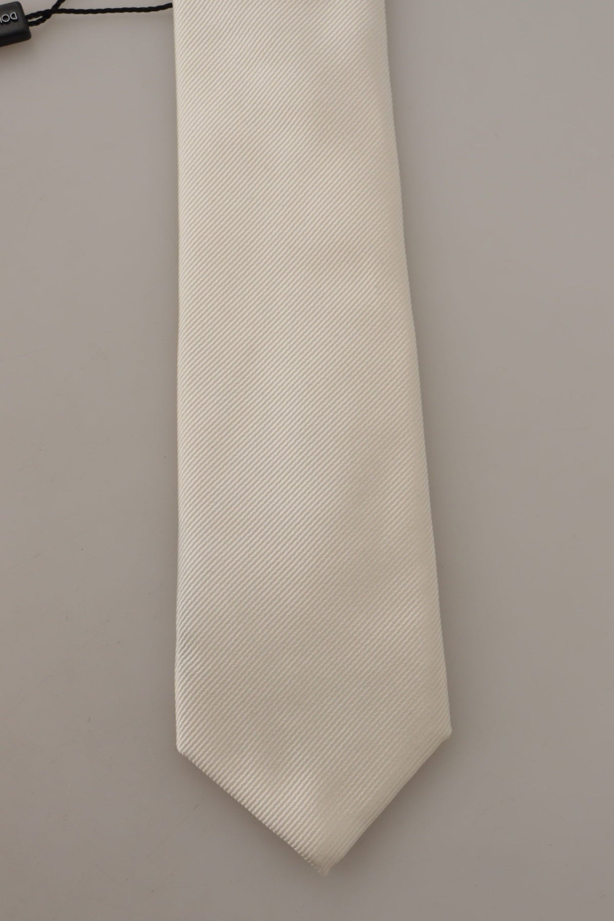 Dolce & Gabbana Off-White 100% Silk Slim Adjustable  Accessory Necktie