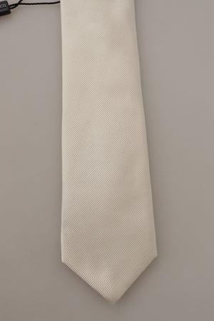 Dolce & Gabbana Off-White 100% Silk Slim Adjustable  Accessory Necktie