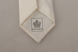 Dolce & Gabbana Off-White 100% Silk Slim Adjustable  Accessory Necktie