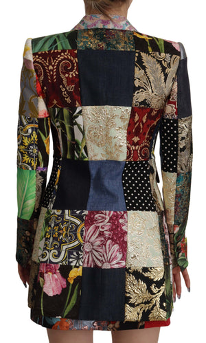Dolce & Gabbana Multicolor Double-Breasted Patchwork Jacquard Blazer Jacket