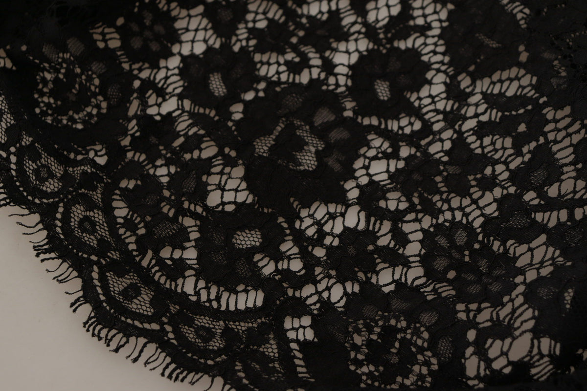 Dolce & Gabbana Black Floral Lace Pullover Sicily Blouse