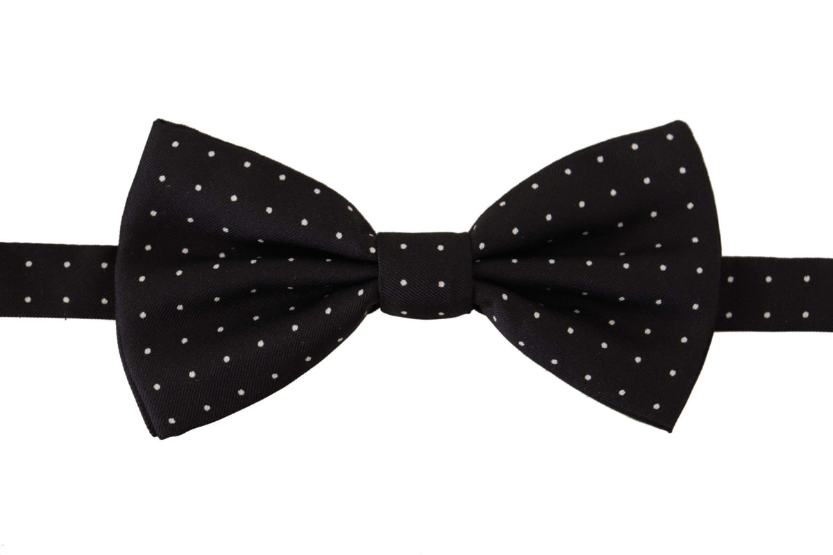 Dolce & Gabbana Black White Polka Dot 100% Silk Neck Papillon Tie