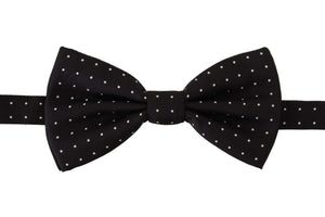 Dolce & Gabbana Black White Polka Dot 100% Silk Neck Papillon Tie