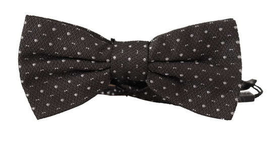 Dolce & Gabbana Gray Polka Dot 100% Silk Neck Papillon Tie