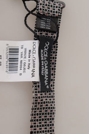Dolce & Gabbana Black White Flower Pattern Silk Neck Papillon Tie