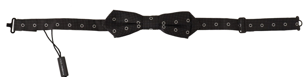 Dolce & Gabbana Black White Polka Dot 100% Silk Neck Papillon Tie