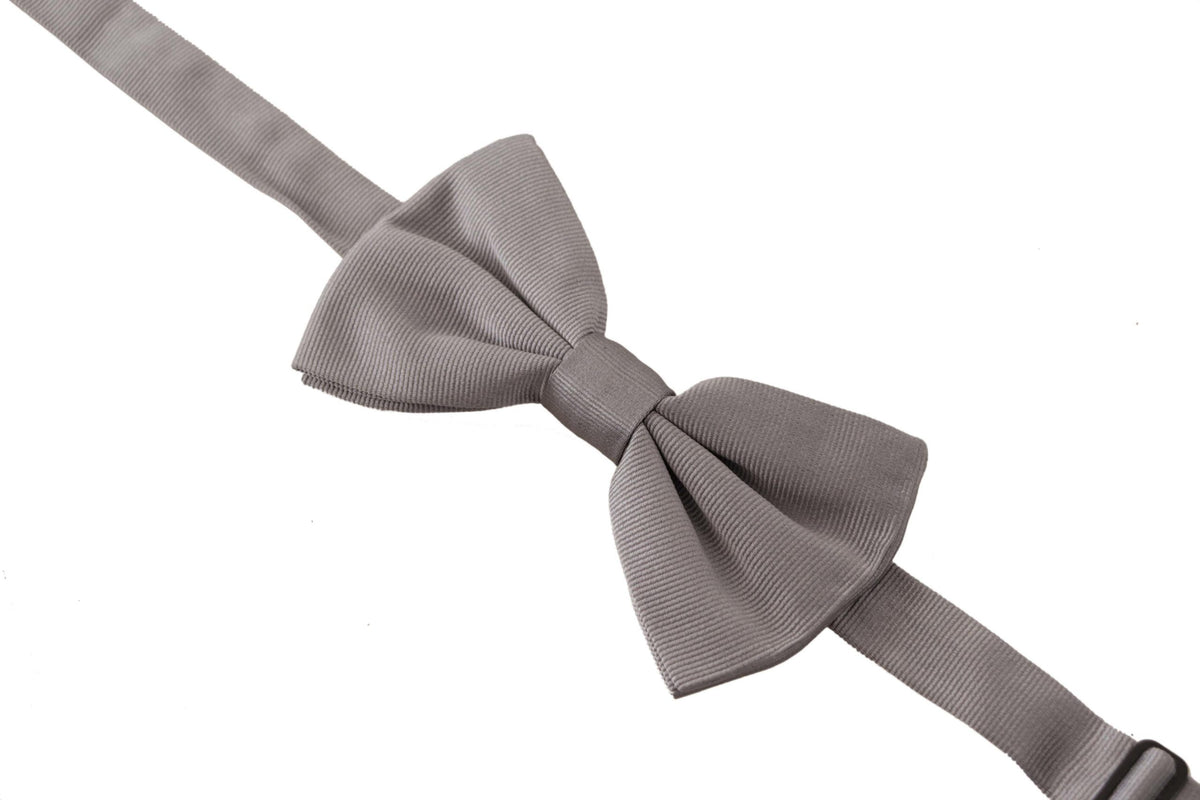 Dolce & Gabbana Gray 100% Silk Adjustable Neck Papillon Tie