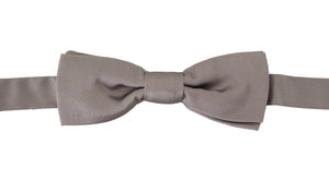 Dolce & Gabbana Silver 100% Silk Slim Adjustable Neck Papillon Tie