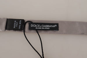 Dolce & Gabbana Silver 100% Silk Slim Adjustable Neck Papillon Tie