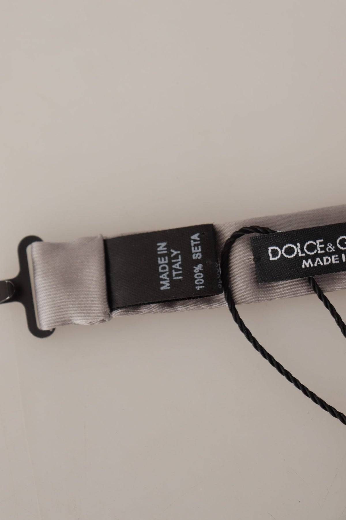Dolce & Gabbana Silver 100% Silk Slim Adjustable Neck Papillon Tie