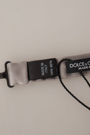 Dolce & Gabbana Silver 100% Silk Slim Adjustable Neck Papillon Tie