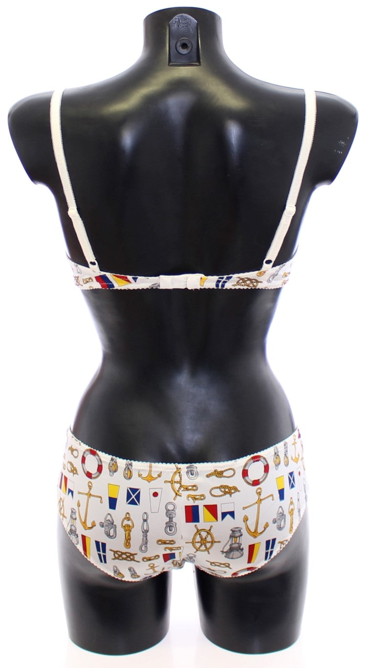 Dolce & Gabbana White Sailor Bra Panty Stretch Underwear