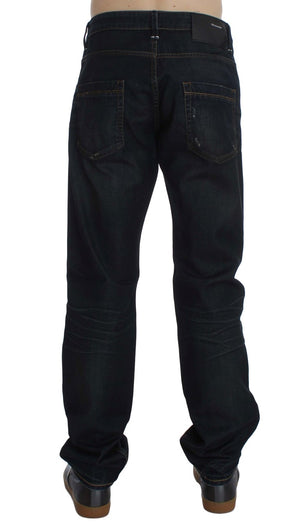 Acht Blue Wash Cotton Denim Straight Fit Jeans