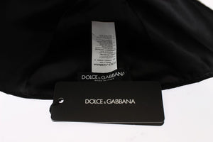 Dolce & Gabbana Black Wool White Floral Gold Leaf Hat